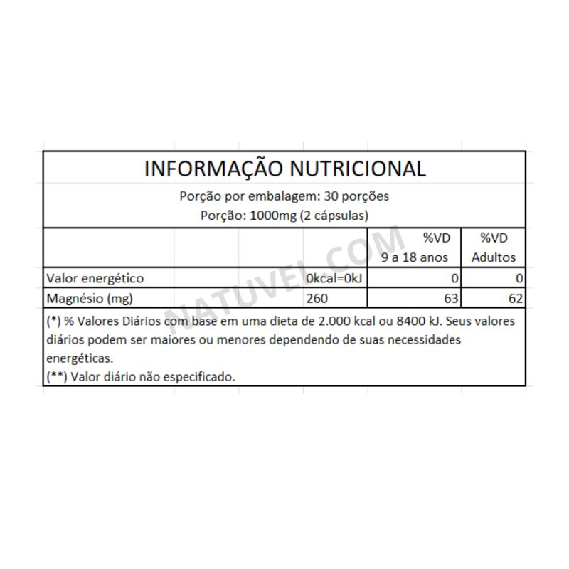 Magnésio Dimalato 60 Cápsulas 480mg Equilíbrio Vital